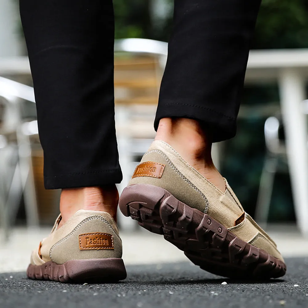 Chunky Sole Loafers Casual Driving Loafers Slip on Canvas Shoes for Men | runandup