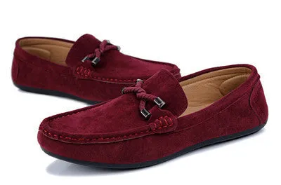 Casual Twisted Men Shoes Comfortable Men Loafers Driving Slip-on Solid Flock Flat Shoes XMR943 Velvet Loafers
