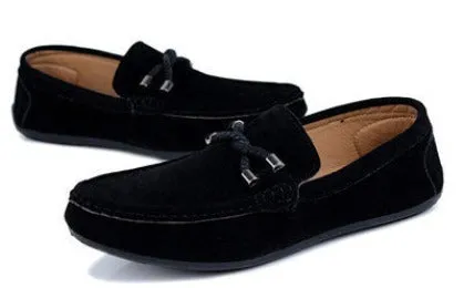 Suade Loafers Casual Twisted Men Shoes Comfortable Men Loafers Driving Slip-on Solid Flock Flat Shoes XMR943