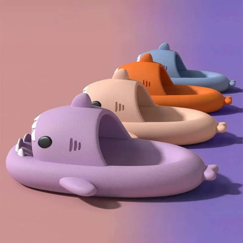 Children Slippers Shark Flip Flops Soft Sole Cartoon Slipper Women Man Bathroom Sandal EVA Non-slip Children Cute Shoes Sandals Nail Lacquer In Ballet Slippers