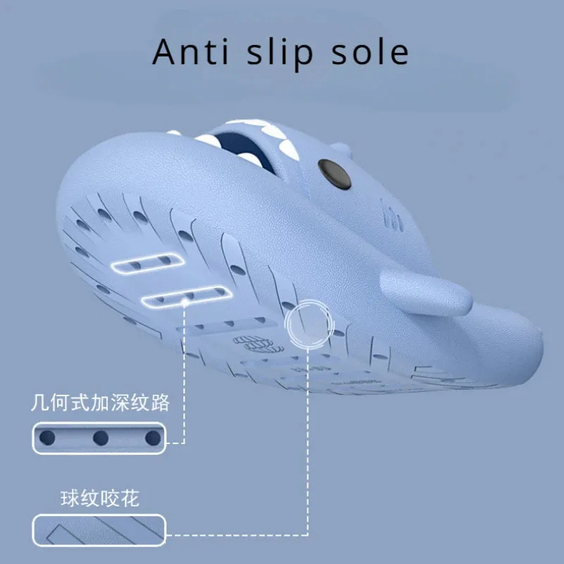 Foot Massage Slippers Children Slippers Shark Flip Flops Soft Sole Cartoon Slipper Women Man Bathroom Sandal EVA Non-slip Children Cute Shoes Sandals