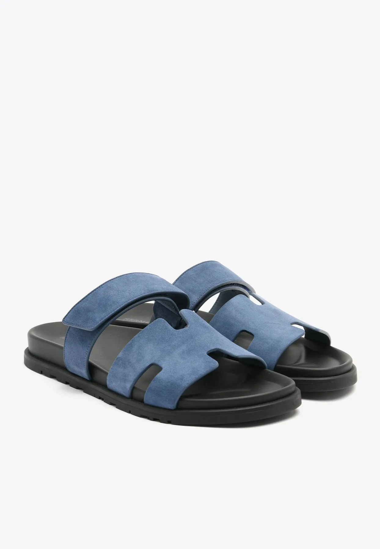 Chypre Sandals in Bleu Turquin Suede Leather Sandals For Golf