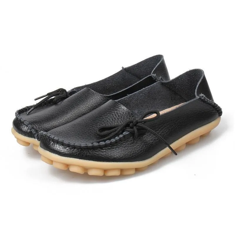 Women's Leather Loafers Moccasins Casual Racing Shoes