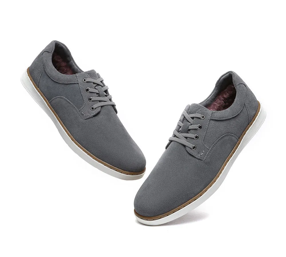 Best Business Casual Shoes AUSTRALIAN SHEPHERD Men Sheepskin Wool Lace Up Casual Shoes William