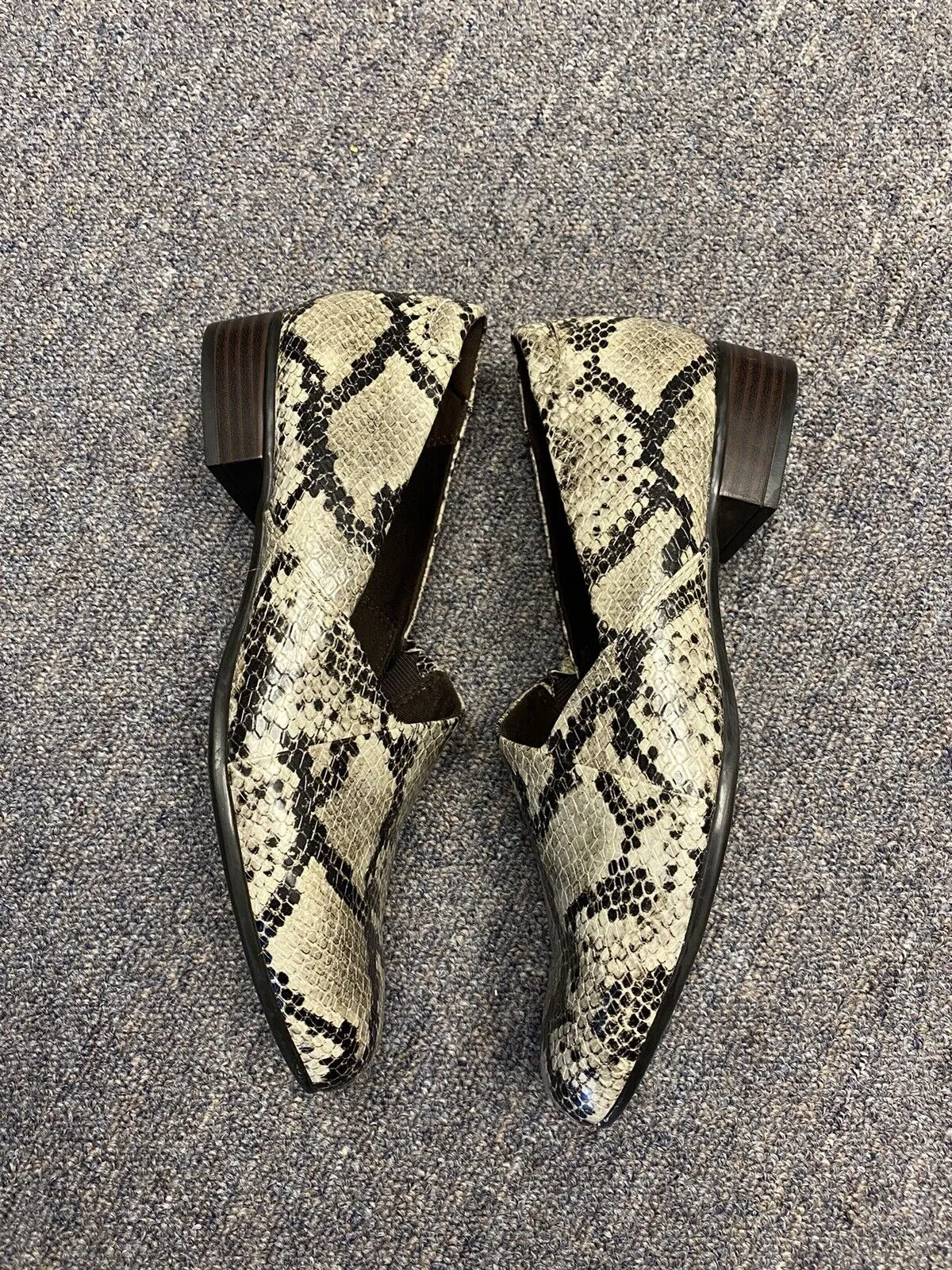 Leather Platform Loafers Clarks Collection Womens Juliet Palm Taupe Snake Print Loafers Size 7.5