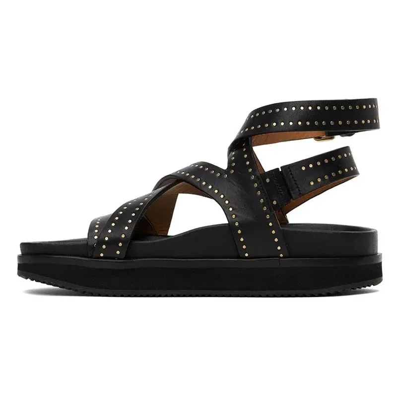 Classic Buckle Strap Leather Sandals Job Opportunities