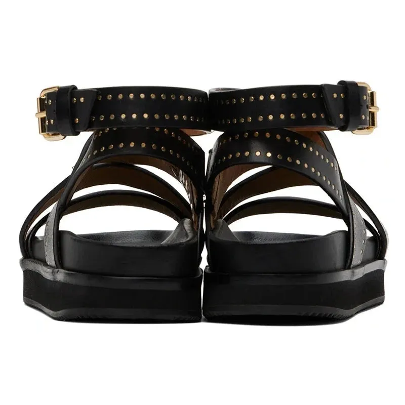 Fake Sandals Classic Buckle Strap Leather Sandals