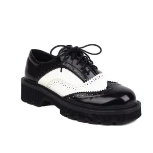 Florsheim Cap Toe Oxfords Women's Bicolor Round Toe Lace-Up Flat Oxford Shoes