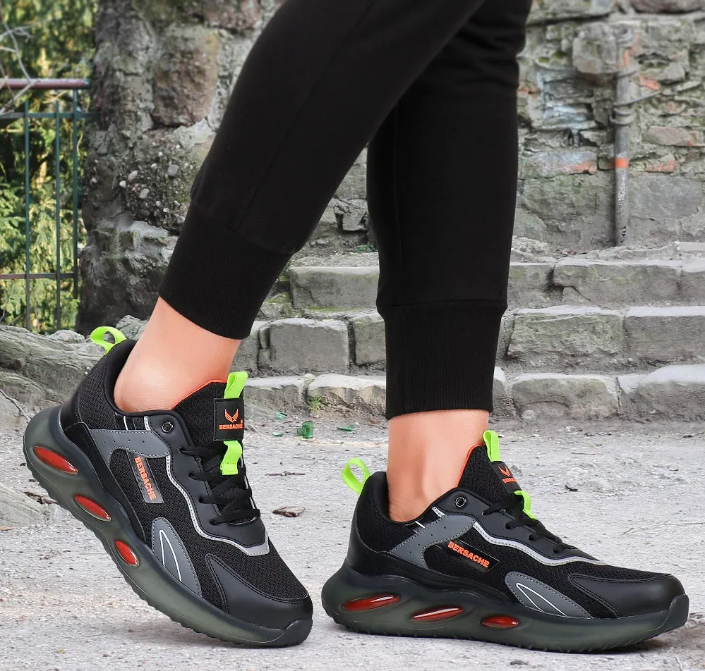 Bersache Lightweight Casual Sneaker Shoes For Men Black-9051 Moonbeam Slitters