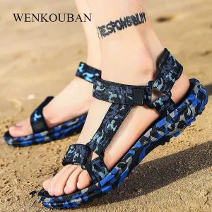 Closed Toe Open Back Flat Shoes Summer Men Sandals Gladiator Beach Shoes Male Camouflage Slippers Sport Water Flip Flops Sandalia Masculina Zapatos De Hombre