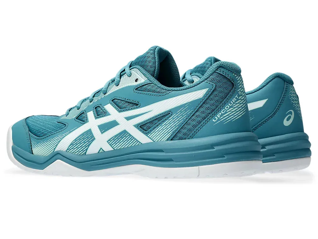 History Of Asics Running Shoes Asics Upcourt 5 (Blue Teal/ White) Badminton Shoes