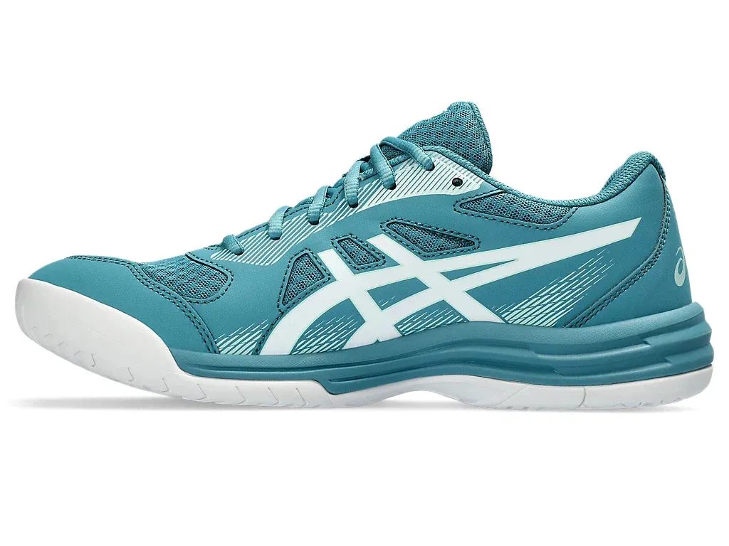 Asics Upcourt 5 (Blue Teal/ White) Badminton Shoes Asics Shoes For Long Distance Running