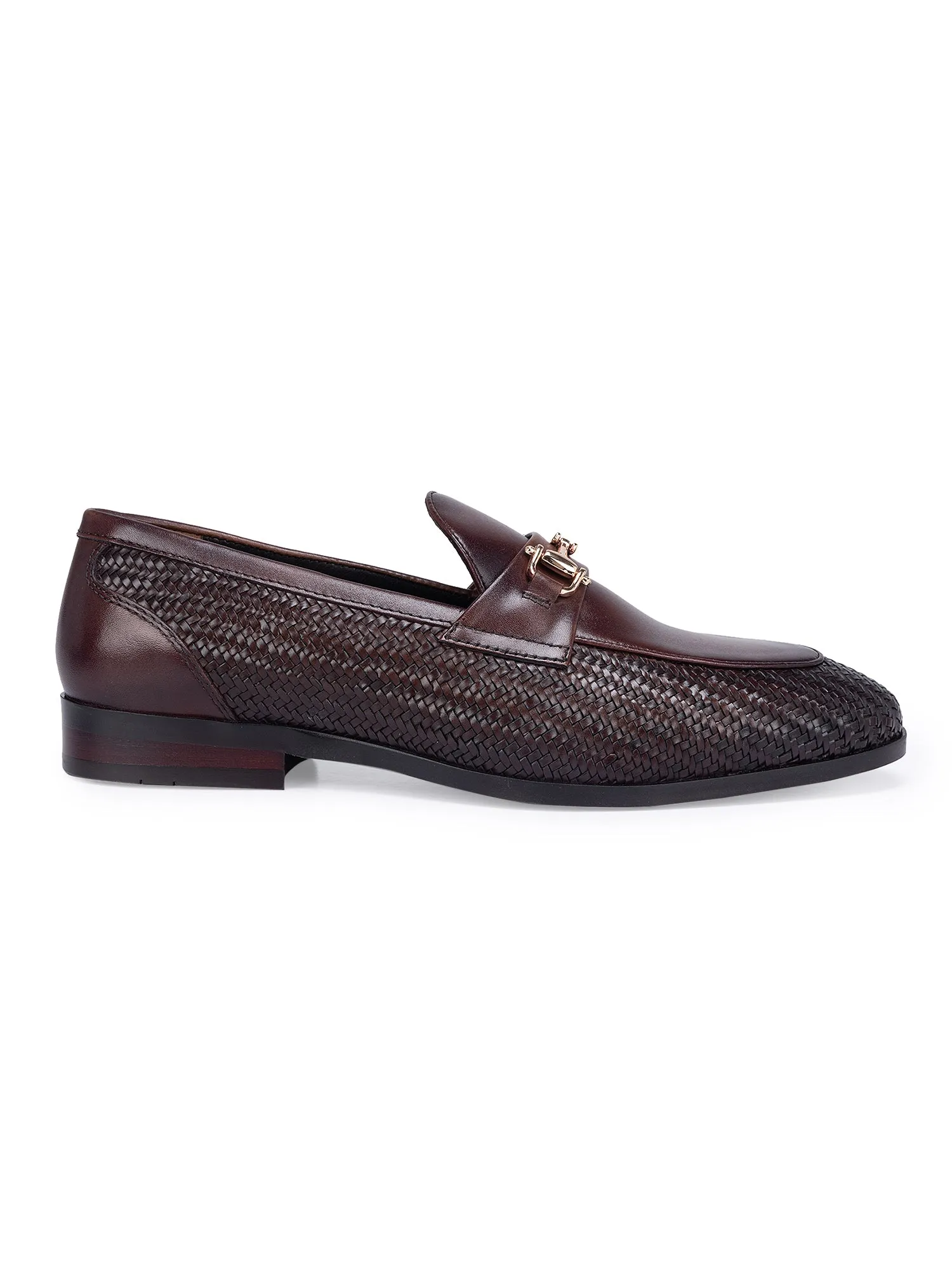 Coffee Textured Loafers With Buckle Loafers Baltimore Md
