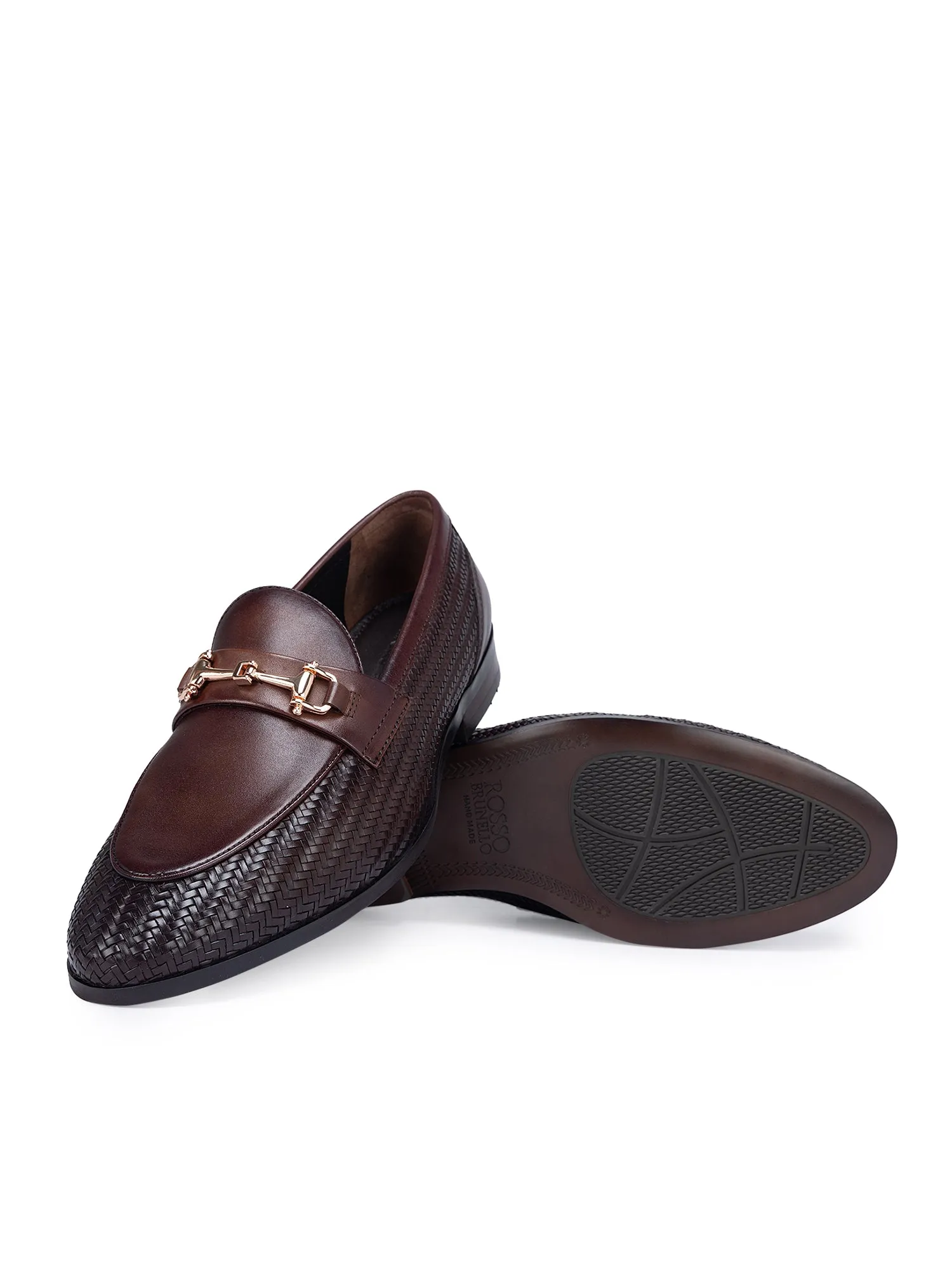 Freda Salvador Elba Loafers Coffee Textured Loafers With Buckle
