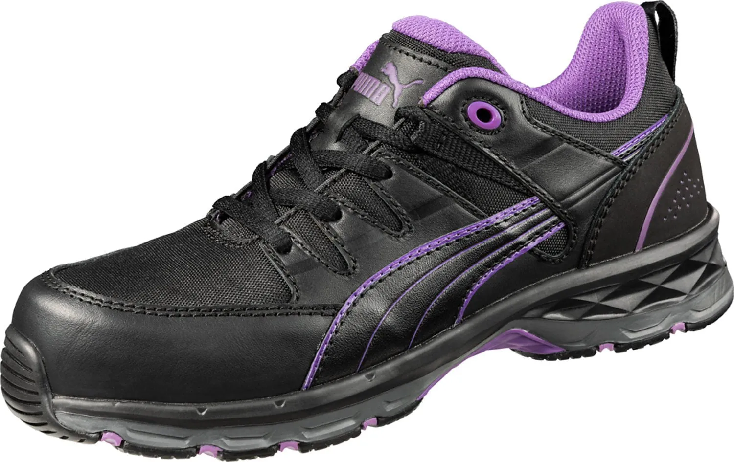 Asics Volleyball Shoes Mid Cut Puma Safety Black/Lavender Womens Stepper 2.0 Low CT Oxford Work Shoes