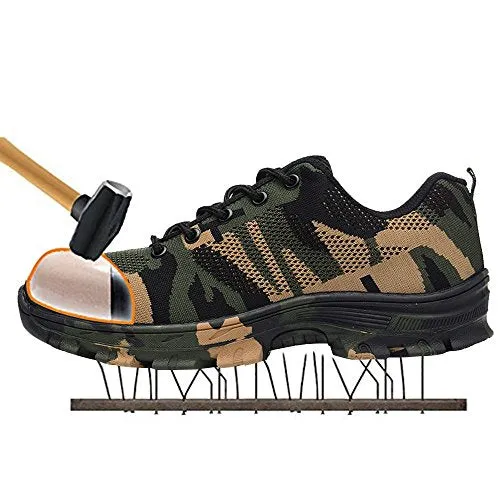 Flat Shoes With Diamonds Work Boots Construction Men's Outdoor Steel Toe Cap Shoes Men Camouflage Puncture Proof High Quality Safety Shoes Big Size XC-21