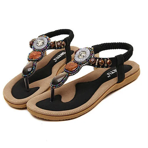 Cheap Ballet Flat Shoes New Fashion Women Sandals Shoes 2017 Summer Bohemia Sweet Beach women Ladies Flats Sandals women lateher shoes flip flops DAT01