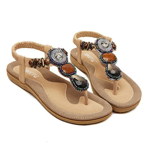 New Fashion Women Sandals Shoes 2017 Summer Bohemia Sweet Beach women Ladies Flats Sandals women lateher shoes flip flops DAT01 Best Athletic Shoes For Flat Feet