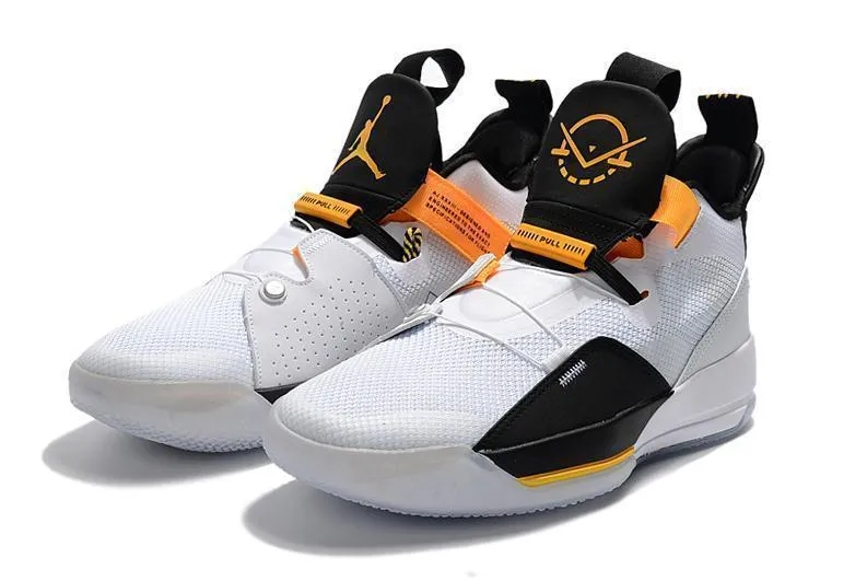 Nike Air Jordan 33 White Black Yellow Men Shoes Sale Size US 7-12 Asics Golf Shoe Replacement Spikes