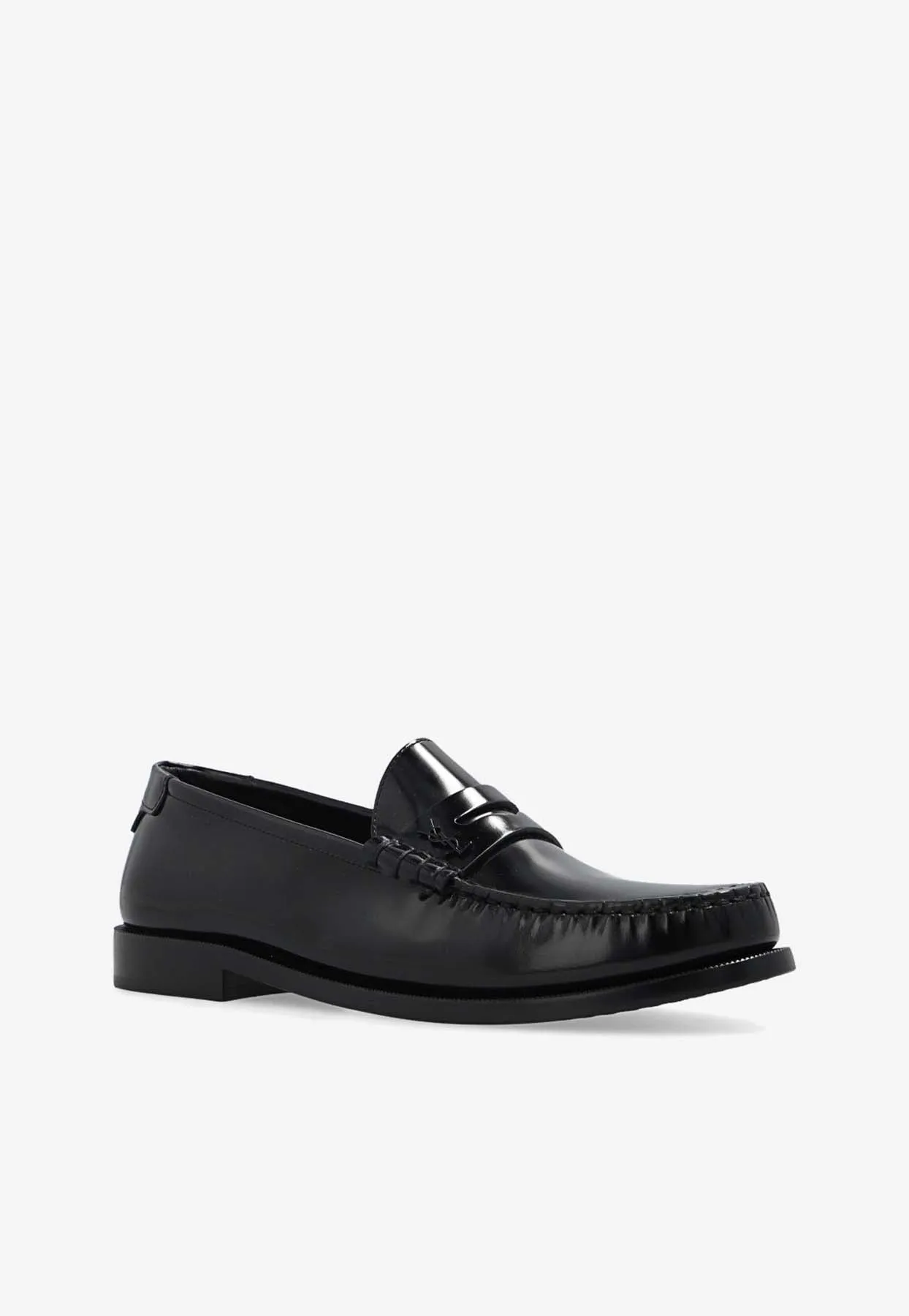 Loafers Round Toe Monogram Penny Loafers in Calf Leather