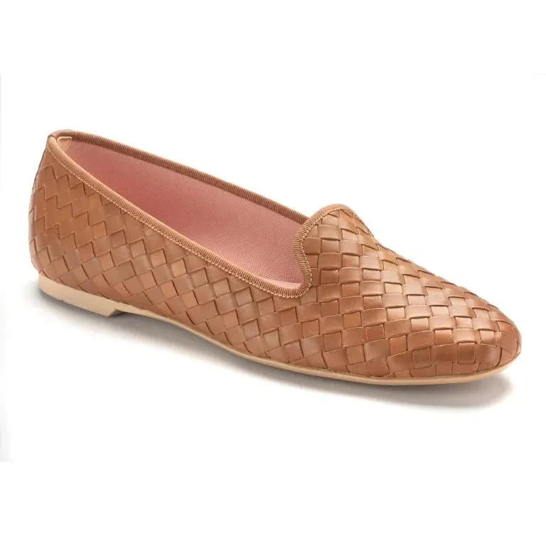 Shiny Leather Loafers 44814 - Tan Soft Leather Smoking Loafer for Teen/Women by Pretty Ballerinas