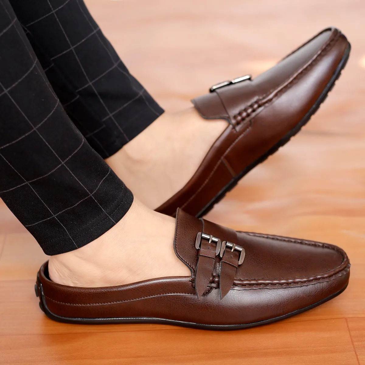 Skechers Leather Loafers Bacca Bucci JAMBOREE Fashion Mules/Clogs/Backless Loafers for Party/Travel/Office-Brown