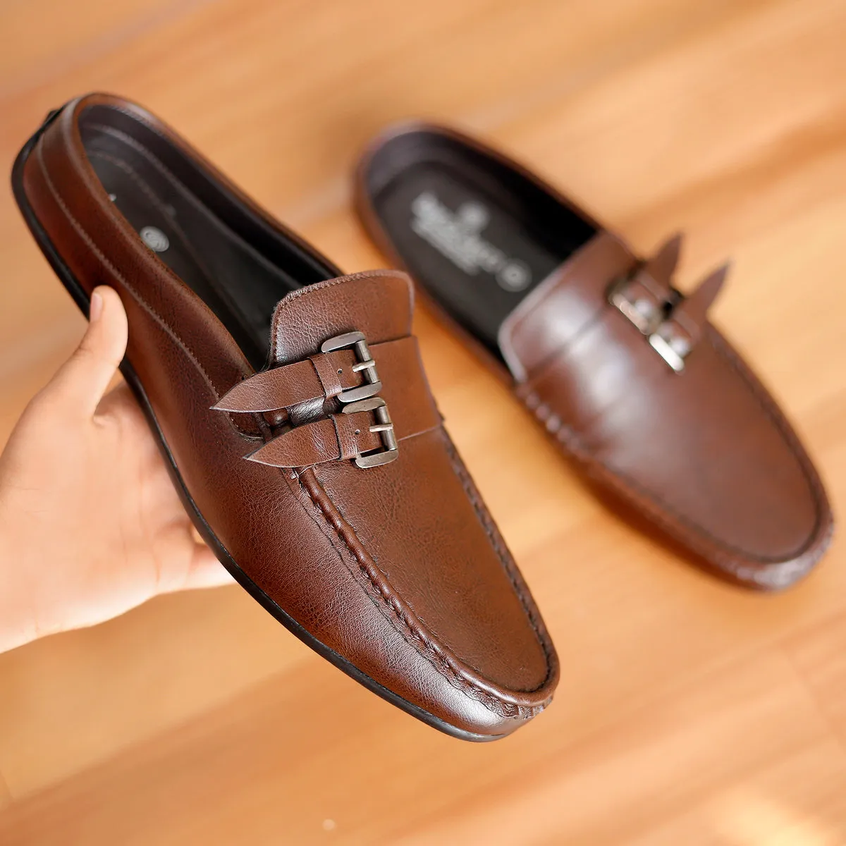 Bacca Bucci JAMBOREE Fashion Mules/Clogs/Backless Loafers for Party/Travel/Office-Brown Lmdi Loafers