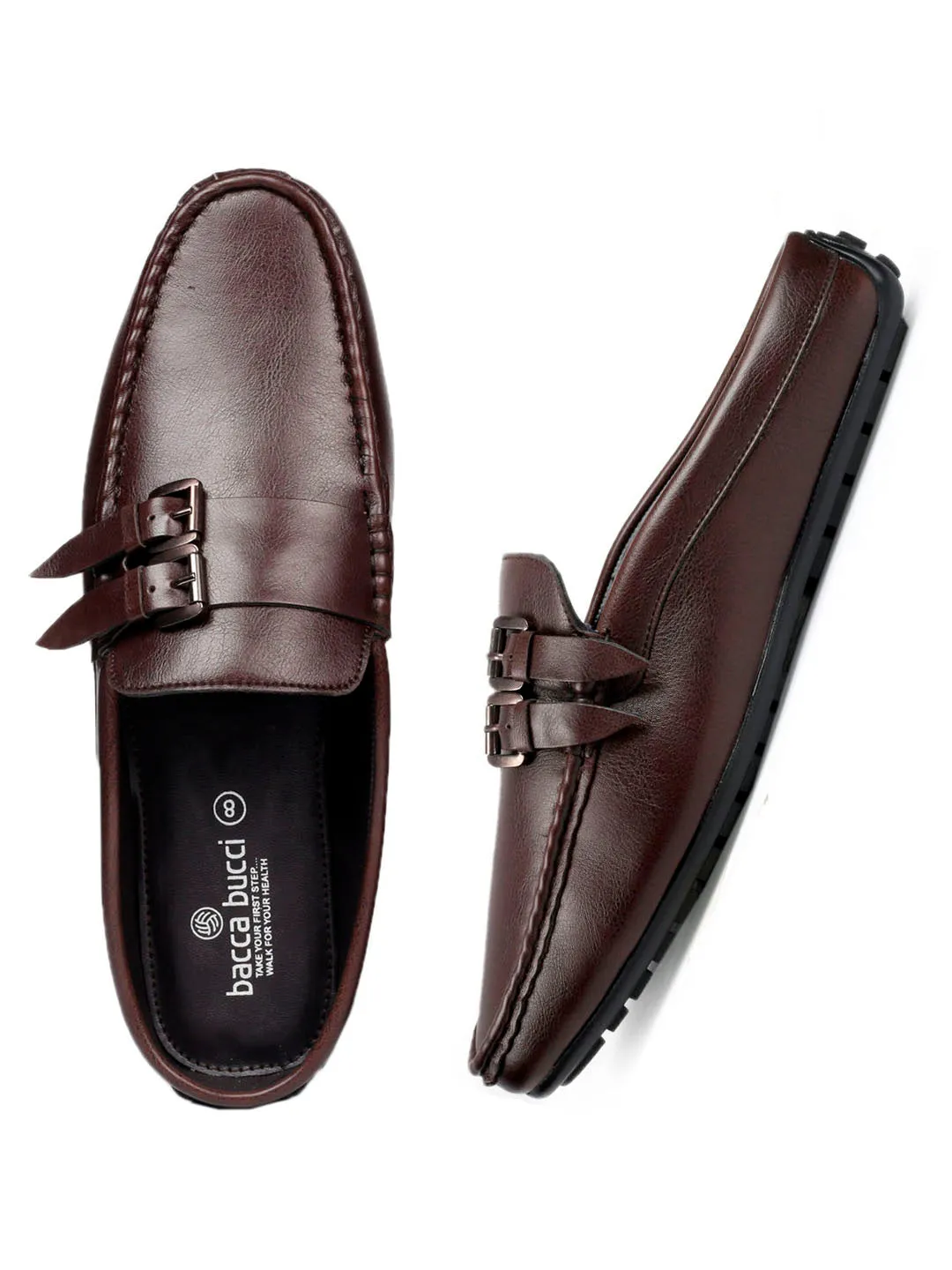 Bacca Bucci JAMBOREE Fashion Mules/Clogs/Backless Loafers for Party/Travel/Office-Brown Best Loafers For Plantar Fasciitis