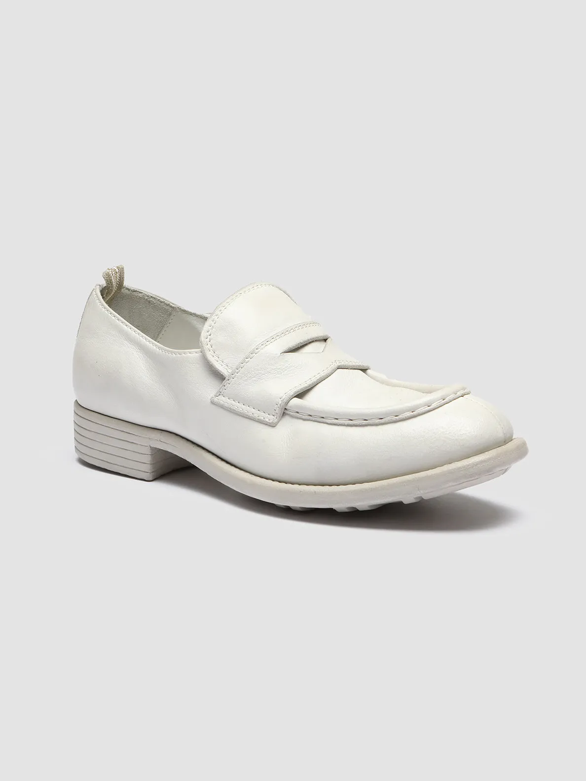 CALIXTE 020 - White Leather Mocs Loafers Goth Loafers