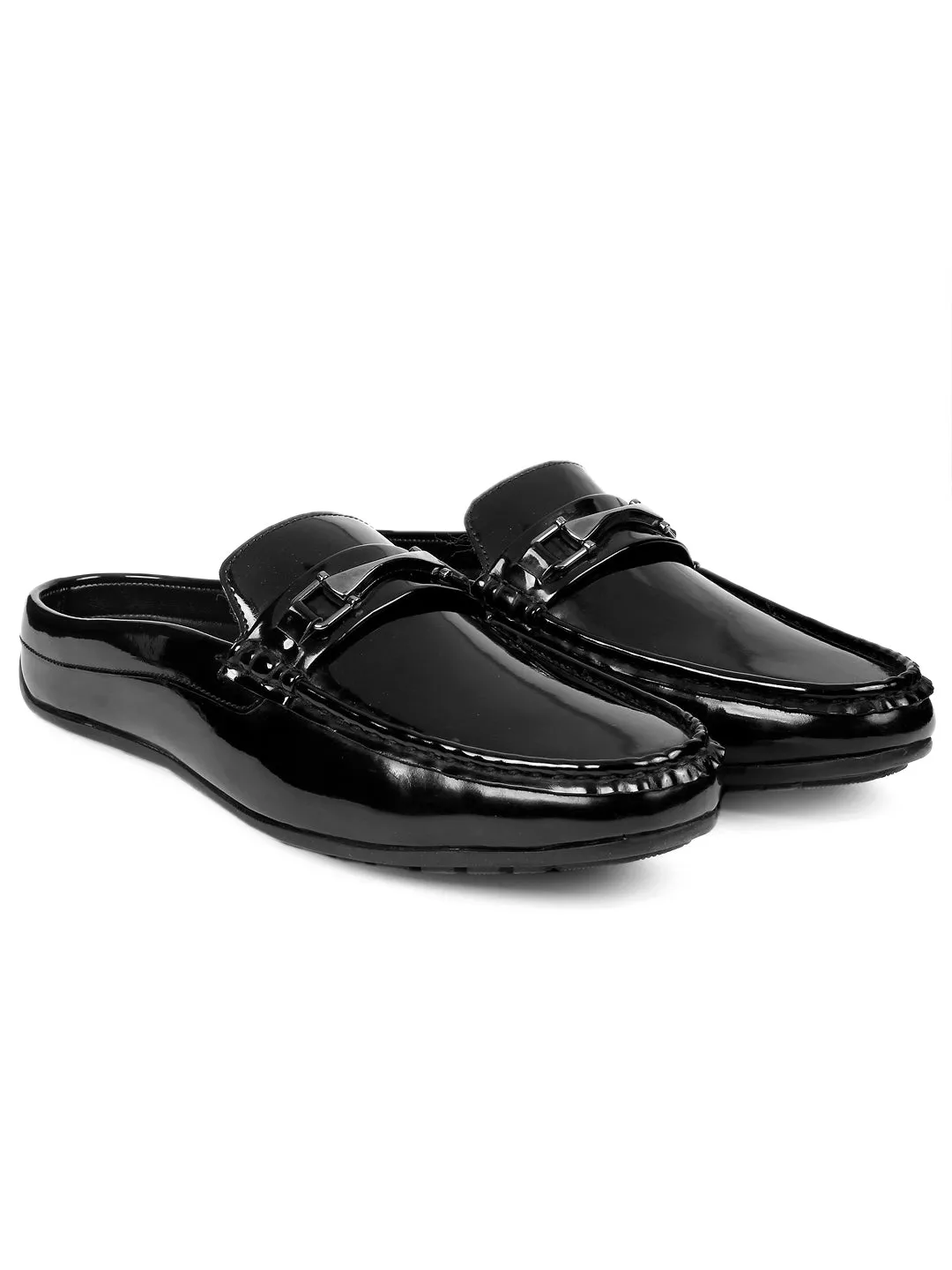 Bacca Bucci JAMBOREE Fashion Mules/Clogs/Backless Loafers for Party/Travel/Office-Shiny Black Loafers Car