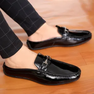 Bacca Bucci JAMBOREE Fashion Mules/Clogs/Backless Loafers for Party/Travel/Office-Shiny Black Loafers Fur