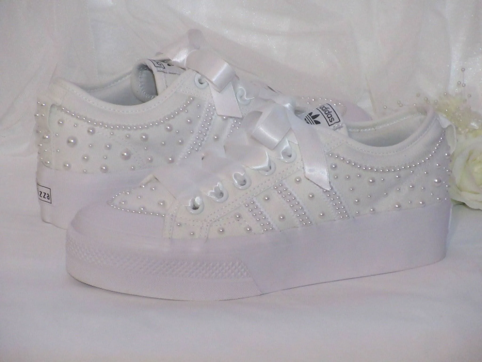 Custom Pearl Adidas Platform Bridal Trainers. Adidas Shoes Jamaica
