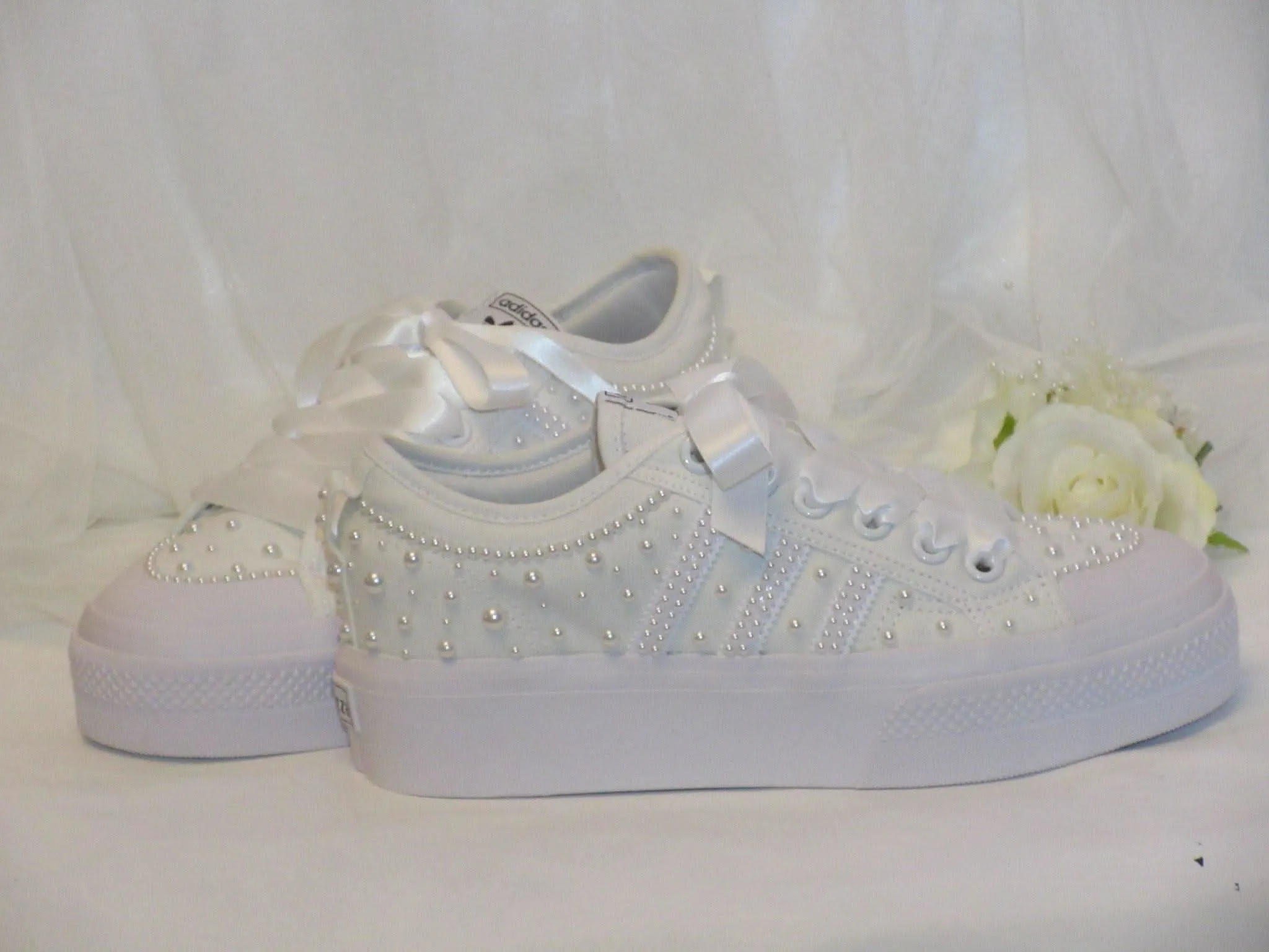 Custom Pearl Adidas Platform Bridal Trainers. Adidas Youth Basketball Shoes