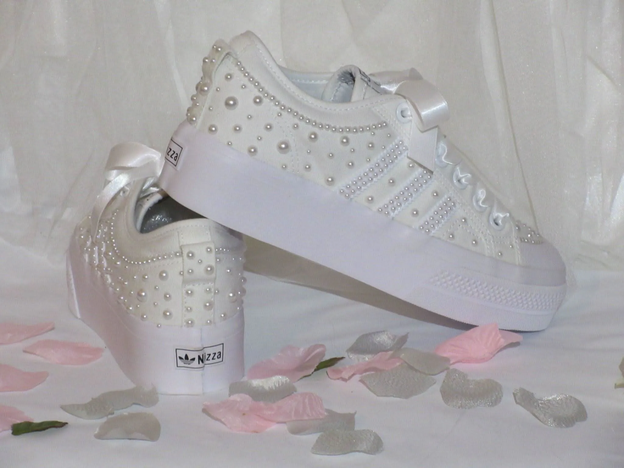 Adidas Shoes Boston Custom Pearl Adidas Platform Bridal Trainers.