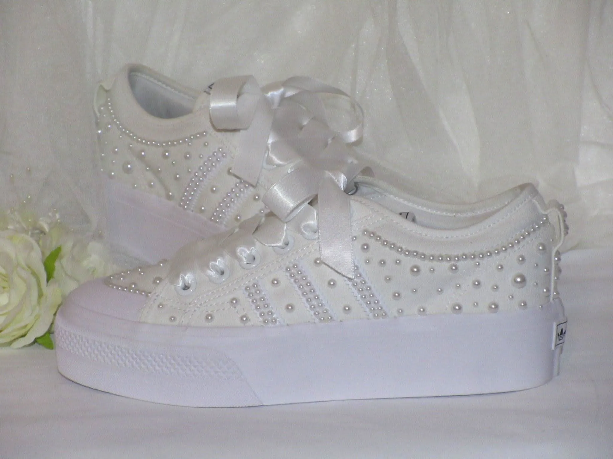 Adidas Shoe Insoles Custom Pearl Adidas Platform Bridal Trainers.