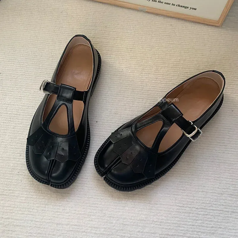 Vita Hilly Loafers DAIIIBABYYY  -   Tabis Shoes Mary Janes For Women Size 42 2025 New Black Leather Split Toe Flats Loafers Mary Jane Platform Shoes