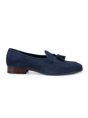 Navy Suede Loafers With Tassels Classic Dan Loafers