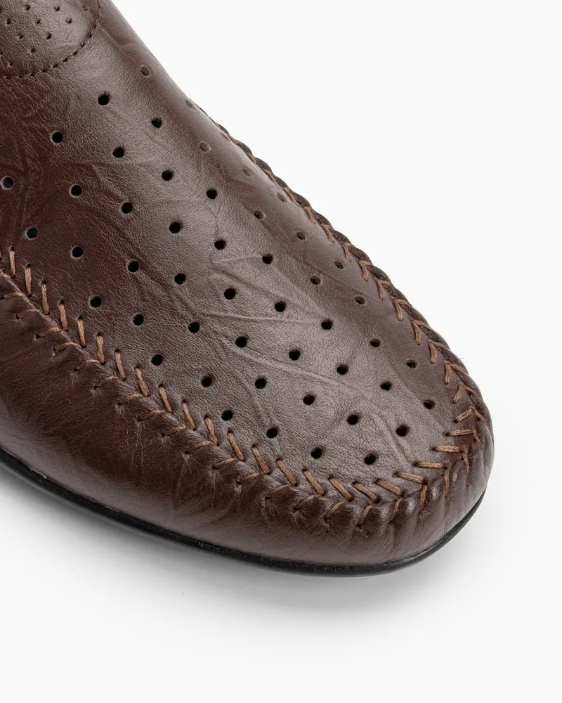 Men's Breathable Punching Premium Genuine Leather Loafers Loafers Boots