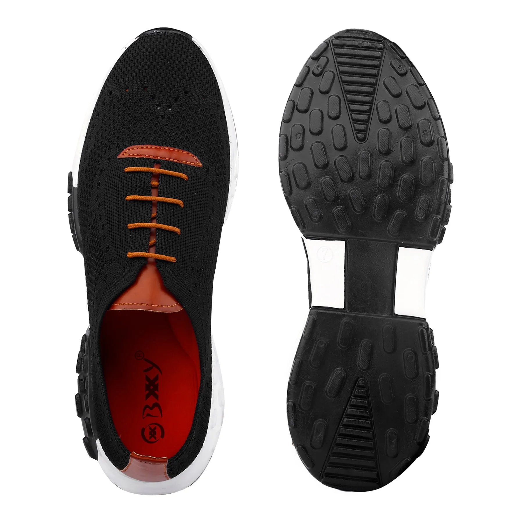 Runner Casual Shoes Men's Knitted Breathable Upper Casual Brogue Lace-Up Shoes