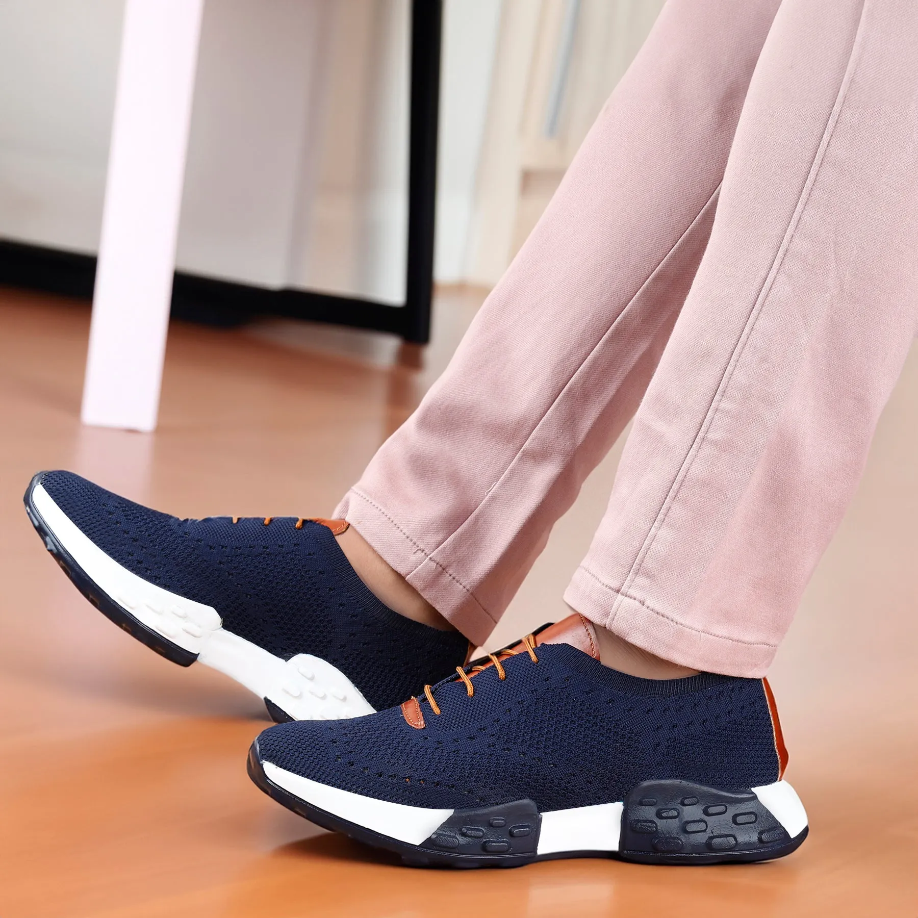 Men's Knitted Breathable Upper Casual Brogue Lace-Up Shoes Size 11 Casual Shoes