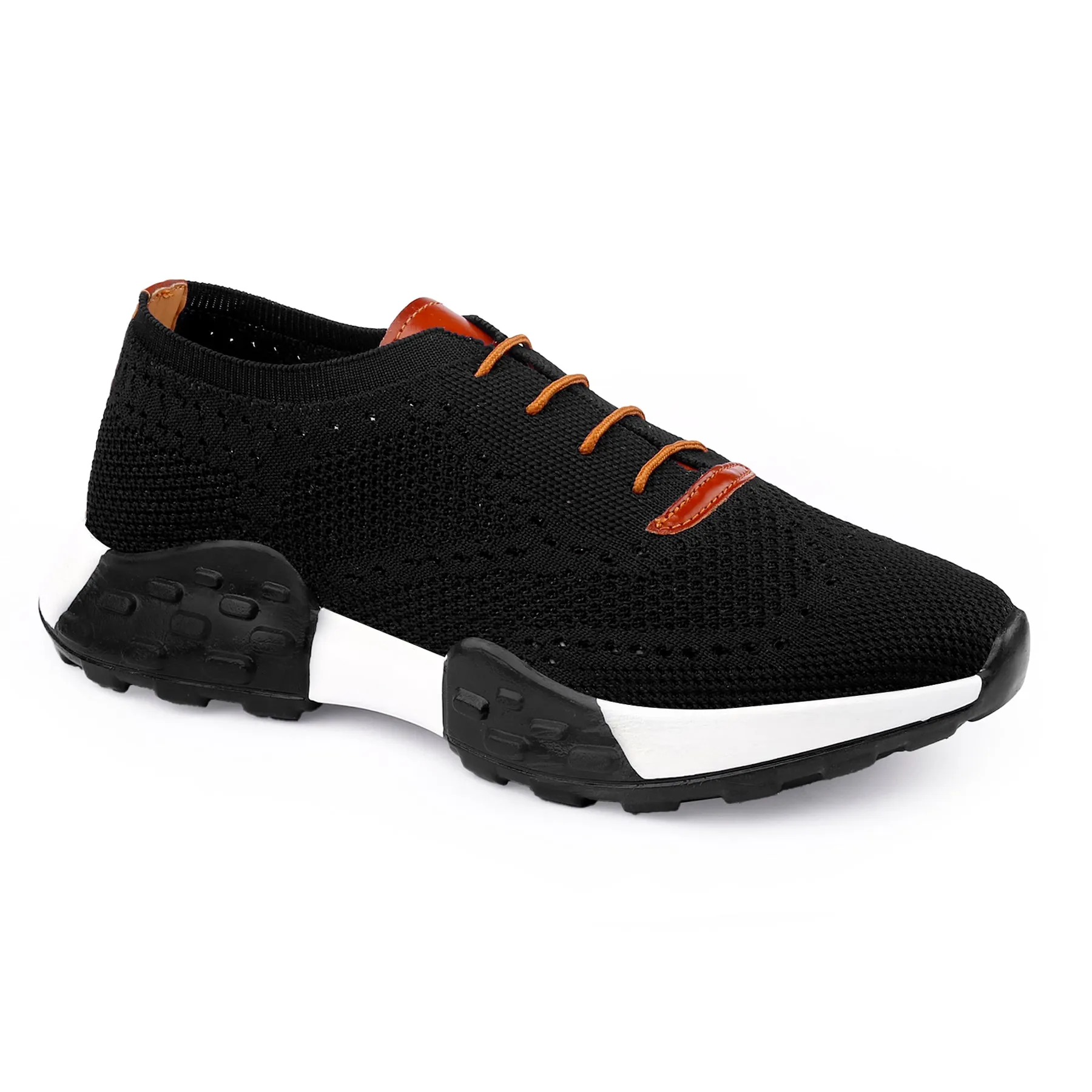 Men's Knitted Breathable Upper Casual Brogue Lace-Up Shoes 8053 Casual Platform Shoe