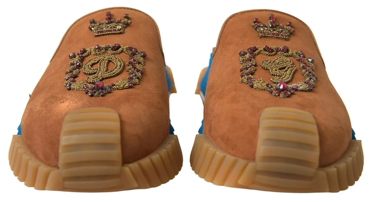 Sandals Size Dolce & Gabbana Brown Suede Crown Logo NS1 Slides Sandals
