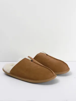 Men's Faux Fur Inside Plain Slippers,Brown Playboy Slippers