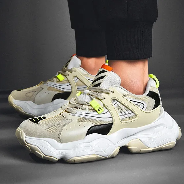 Casual Cowhide Air Cushion Shoes Fashion Sneakers Men Mesh Shoes Casual Young Man Street Sneakers Men Leisure Shoes Male Footwear Breathable Comfortable Flats 44