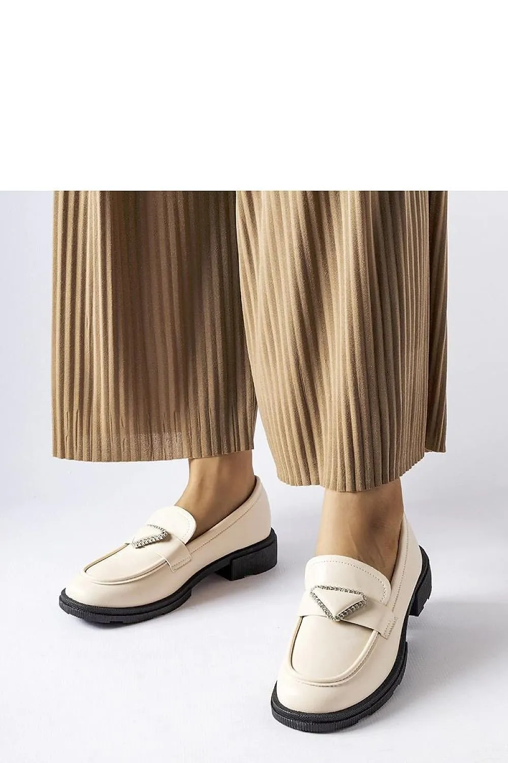 Beige loafers decorated with zircons Vans Leather Loafers