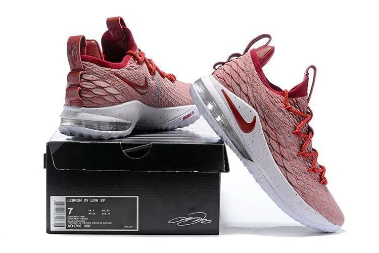 Retro Running Shoes Asics Nike Lebron XV 15 Low EP Team Red Men Shoes Sale Size US7,8,8.5,9,10,11,12