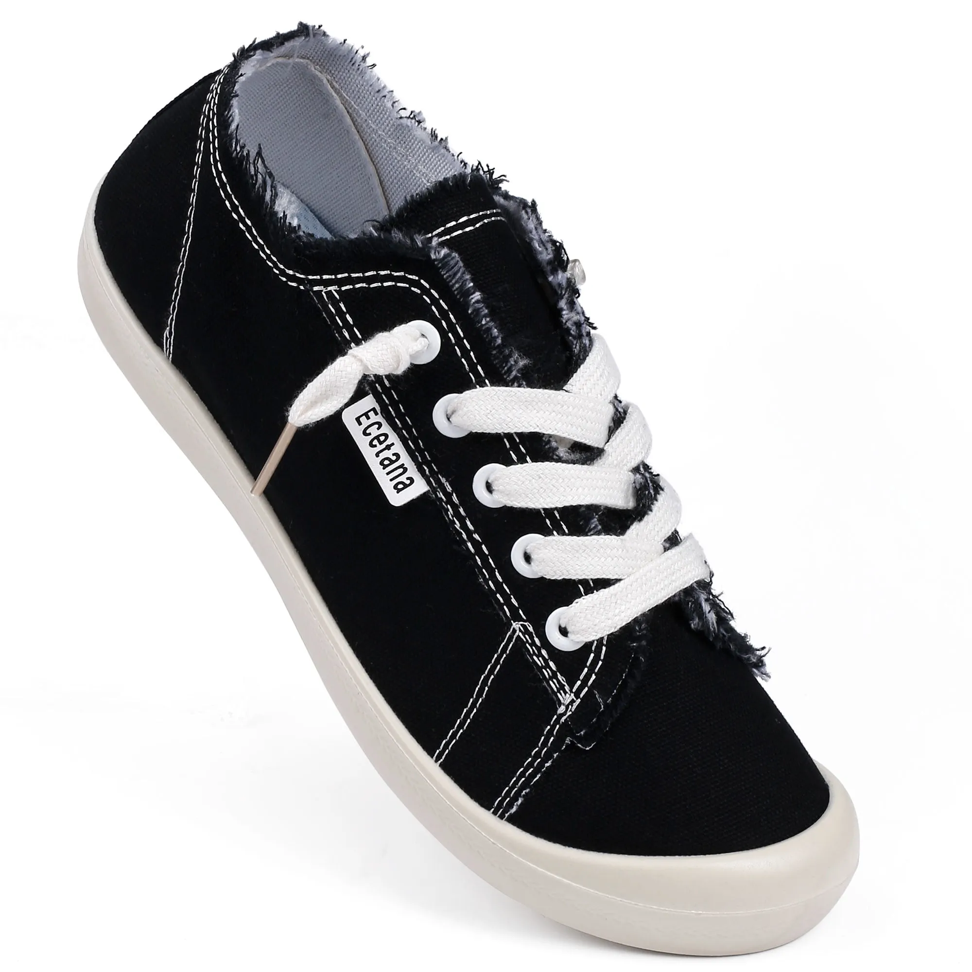 Ecetana Canvas Shoes for Women Low Top Slip On Canvas Sneakers Casual Tennis Walking Shoes Jeans Casual Shoes