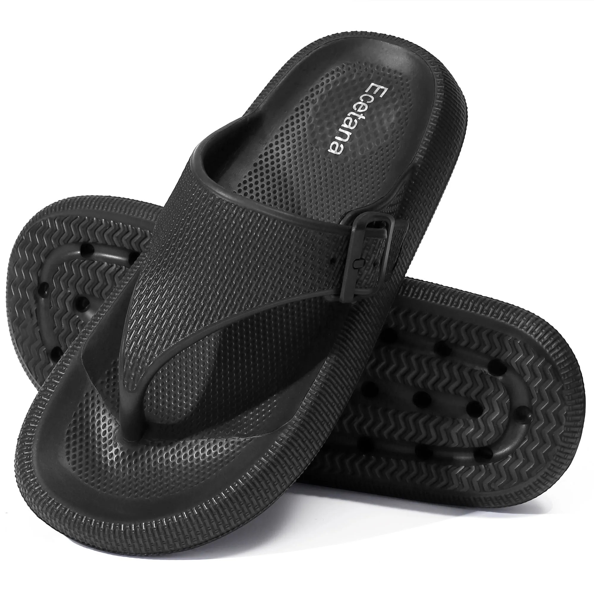 Wide Flat Pedal Shoes Ecetana Flip Flops Pillow Slippers for Women Soft Slides Sandals Cushion Beach Shoes