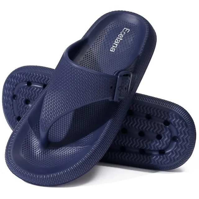 Ecetana Flip Flops Pillow Slippers for Women Soft Slides Sandals Cushion Beach Shoes 70s Flat Shoes