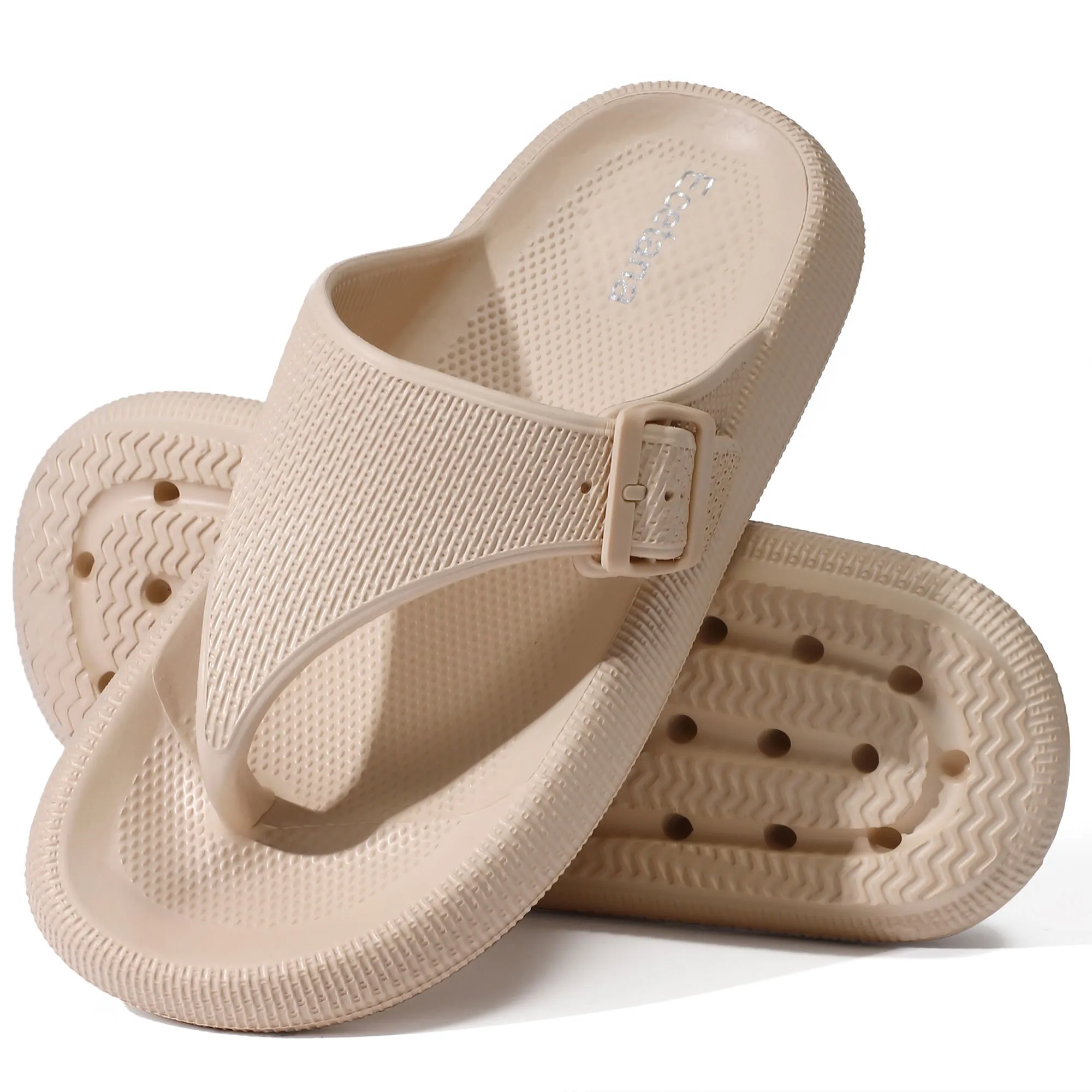 Ecetana Flip Flops Pillow Slippers for Women Soft Slides Sandals Cushion Beach Shoes Priority Mail Rate Shoe Box